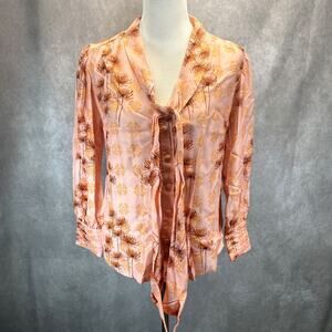 NWT Atelier 1756 Vera Blouse Women's Sz Small Orange V-neck Columbia $325 Retail